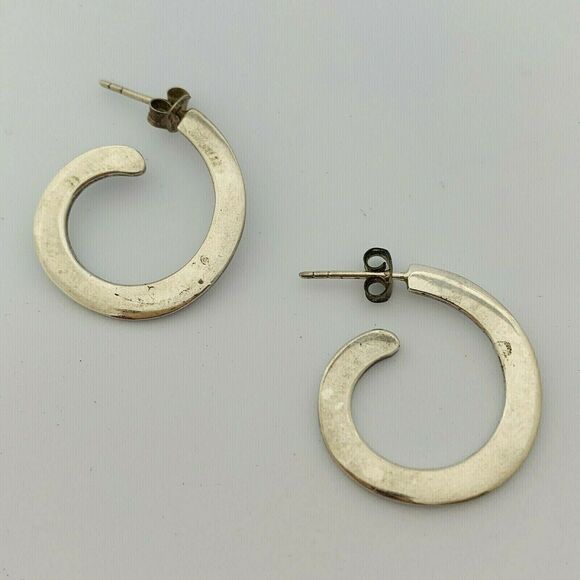 Sterling Silver Swirl Spiral Twist Curl Earrings Handmade Fine Jewelry Artisan - Picture 2 of 4